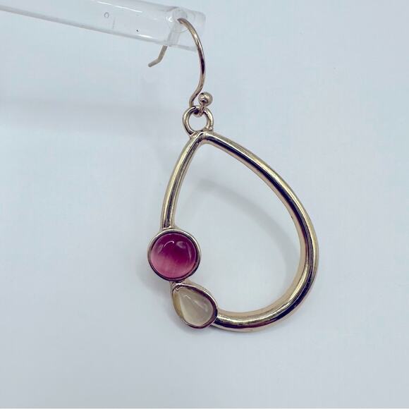 LIA SOPHIA Earrings Pierced Drop Dangle Gold Pink Beige Tan Summer Minimalist - Picture 1 of 6